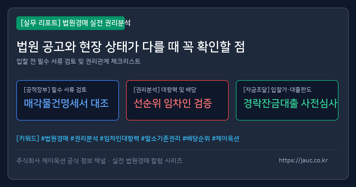 법원경매 공고와 현장 상태 차이 확인 체크리스트 이미지