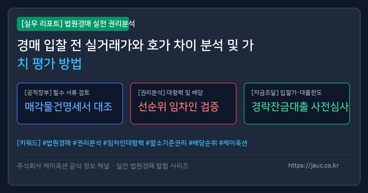 실거래가와 호가를 비교 분석하는 경매 입찰용 체크리스트 그래픽 리포트