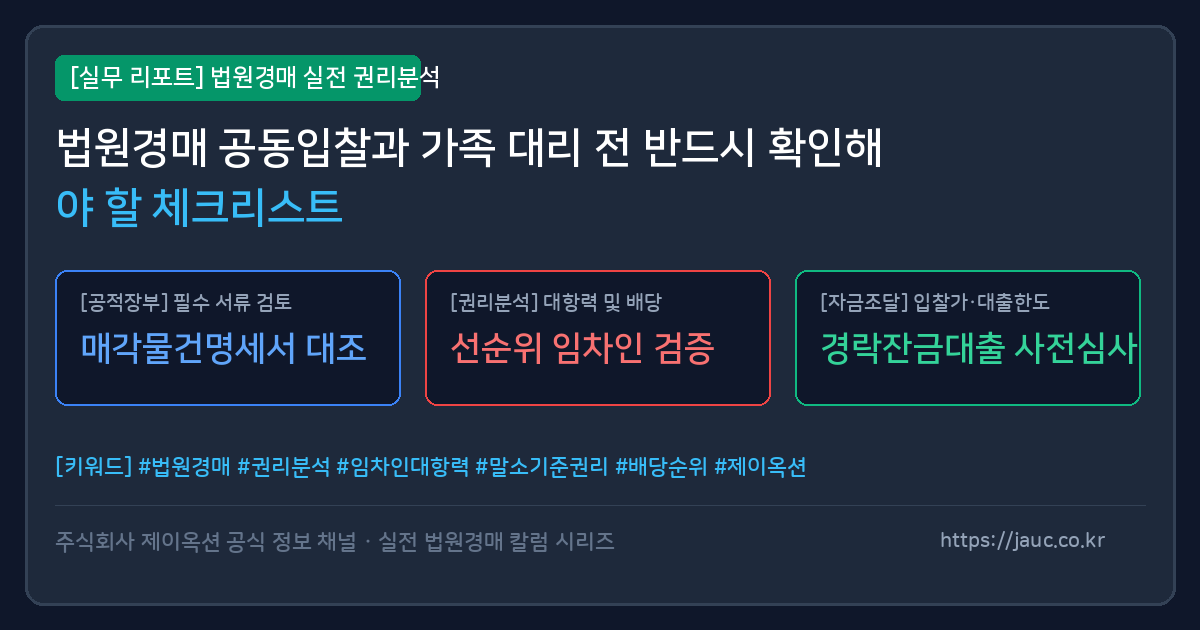 법원경매 공동입찰 전 확인해야 할 주요 체크리스트 일러스트 이미지