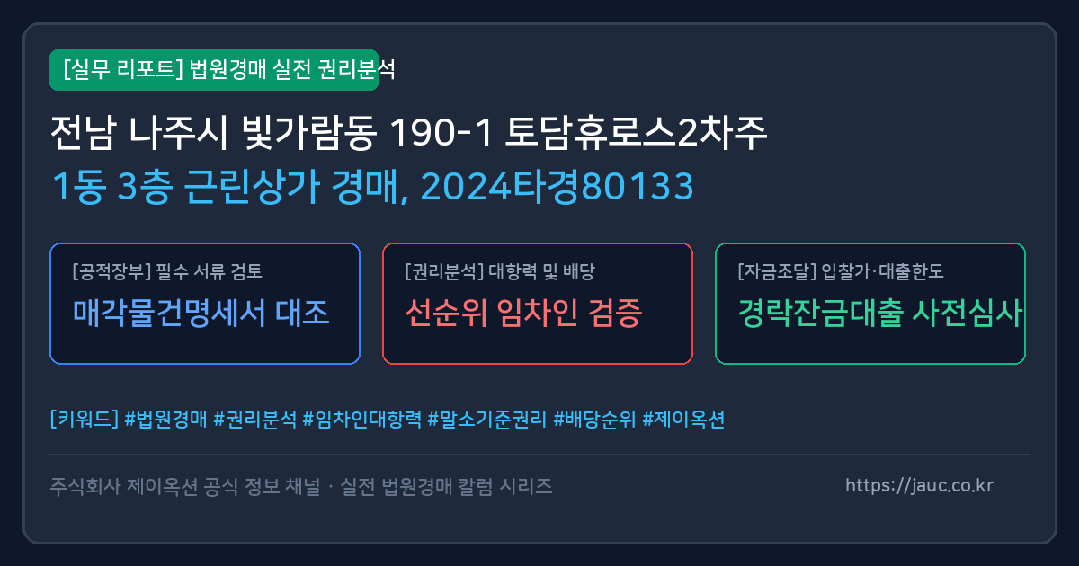 나주 근린상가 경매 물건의 확인 포인트를 정리한 안내 그래픽