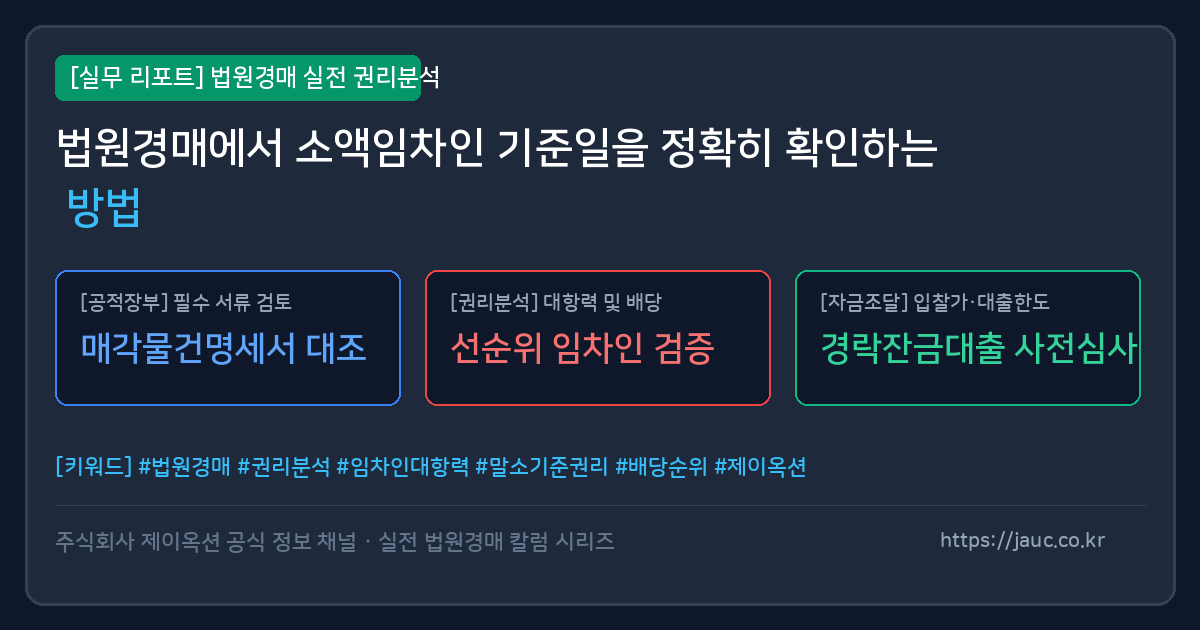 법원경매 소액임차인 기준일 확인 절차를 안내하는 체크리스트 인포그래픽 문서 Graphic