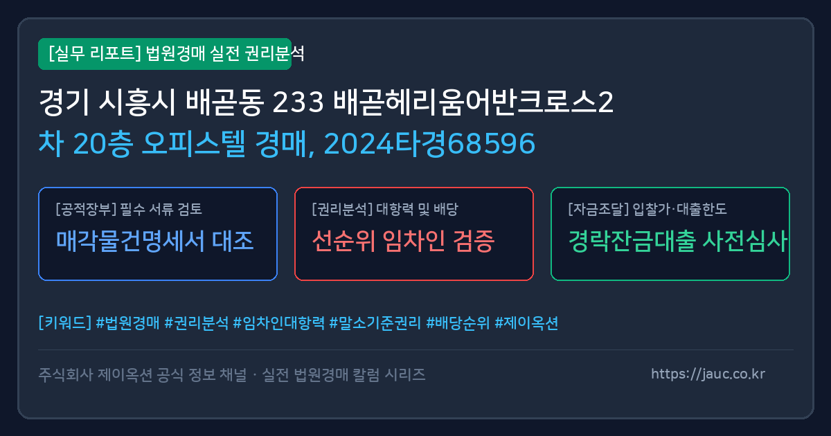 시흥 오피스텔 경매 물건의 확인 포인트를 정리한 안내 그래픽