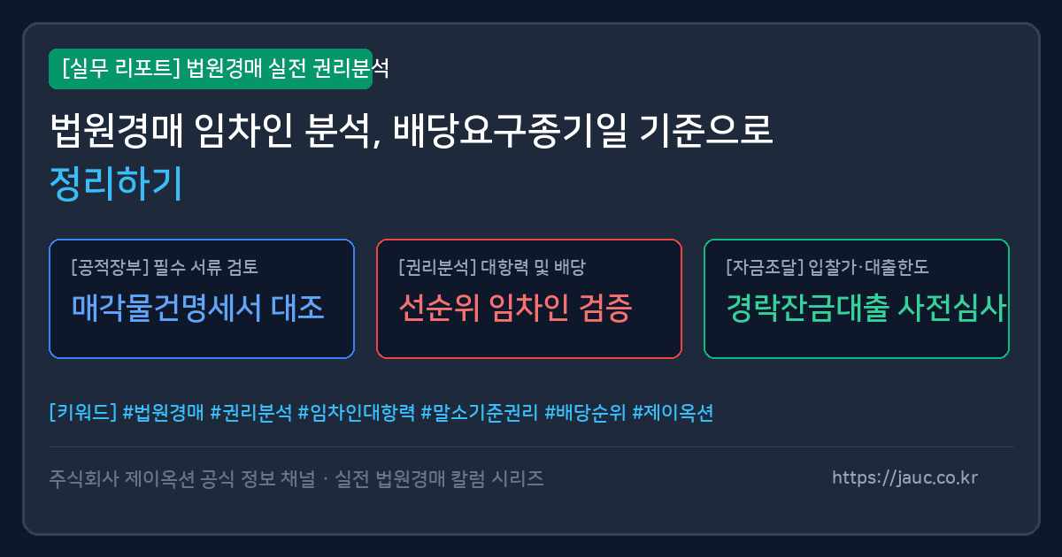 배당요구종기일 기준 경매 임차인 권리분석 체크리스트 인포그래픽