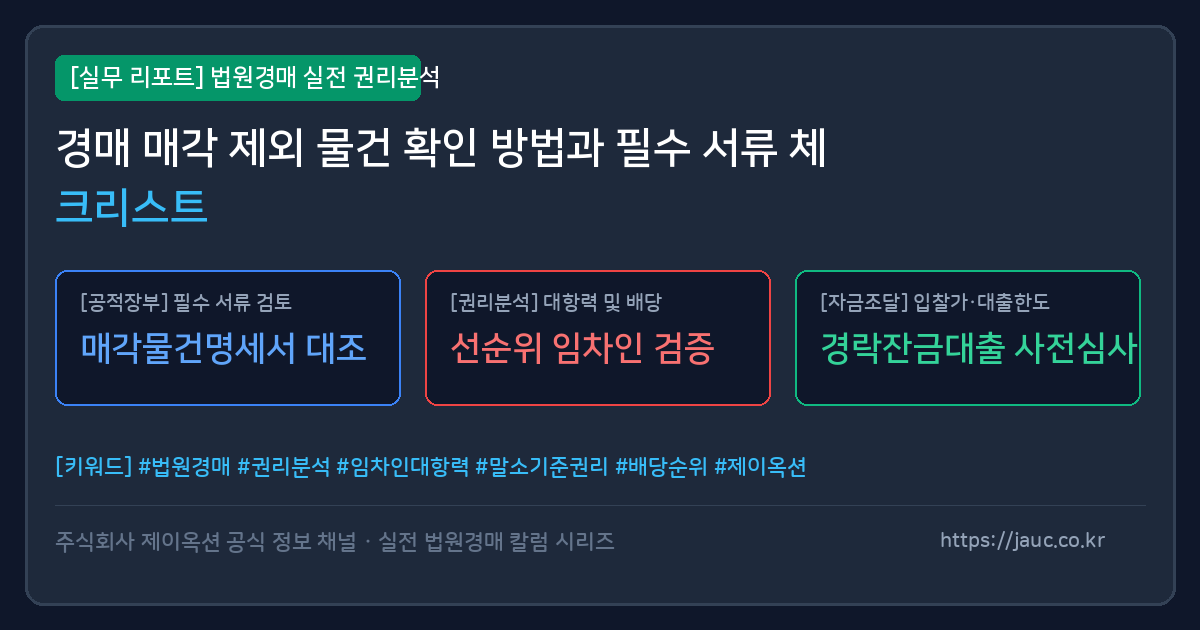 법원경매 매각물건명세서와 감정평가서 확인 항목을 정리한 안내 그래픽
