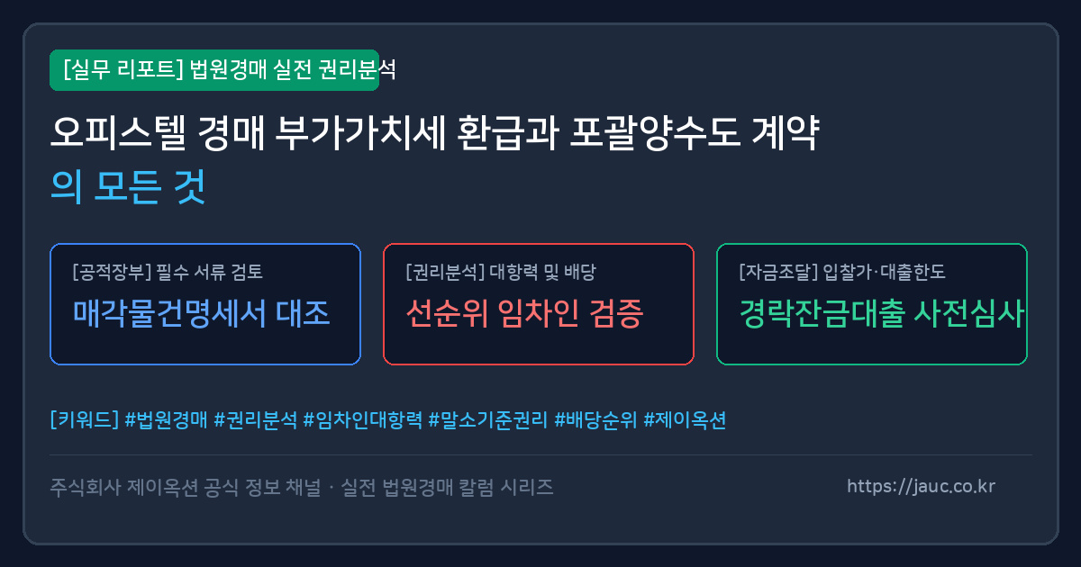 오피스텔 경매 부가가치세 환급 및 포괄양수도 체크리스트 인포그래픽