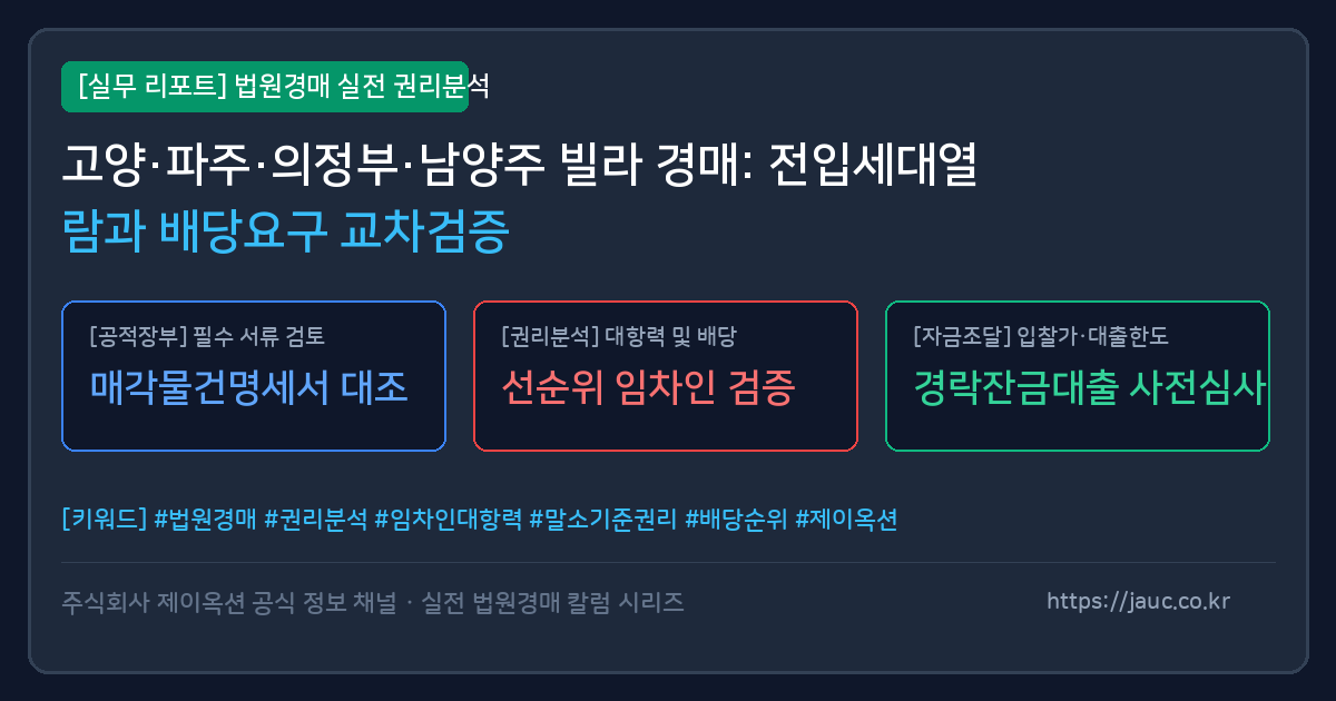 경기 북부 다세대 주택 경매 권리분석 체크리스트 인포그래픽