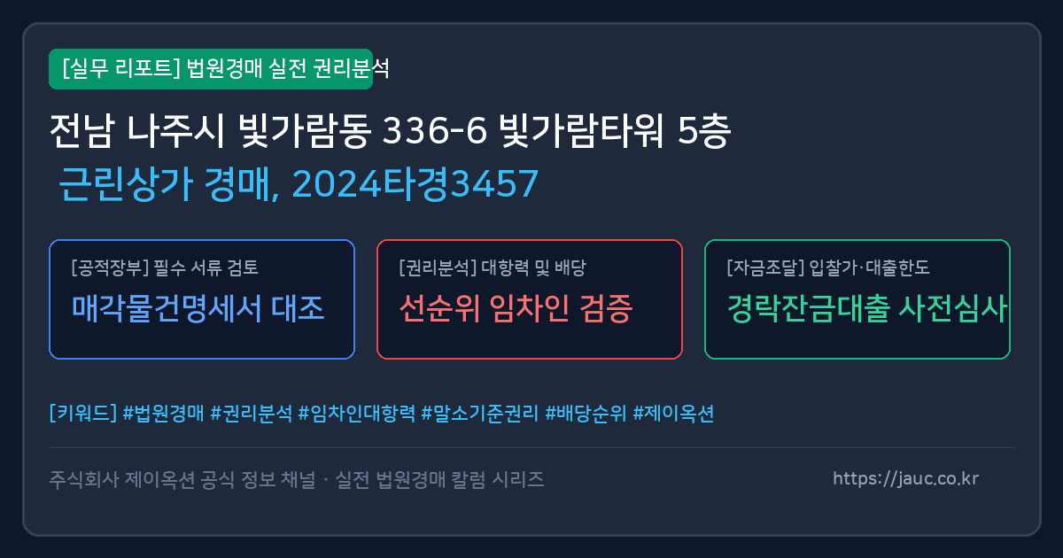 나주 근린상가 경매 물건의 확인 포인트를 정리한 안내 그래픽