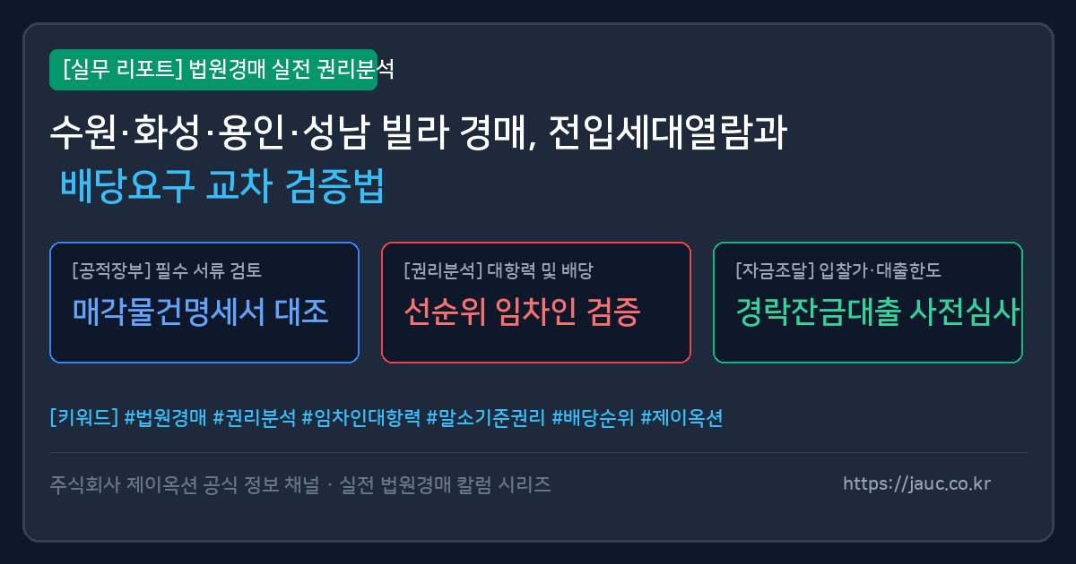 경기 빌라 경매 전입세대열람 및 배당요구 종기일 교차 검증 체크리스트 인포그래픽