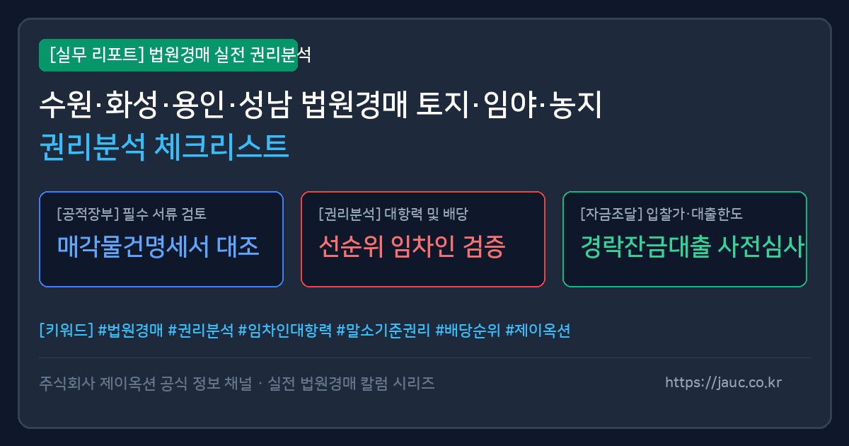 경기 남부 토지 경매 권리분석 핵심 체크리스트 인포그래픽