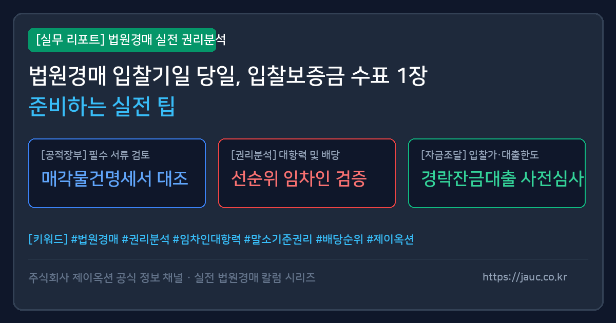 법원경매 입찰보증금 수표 준비 체크리스트 인포그래픽