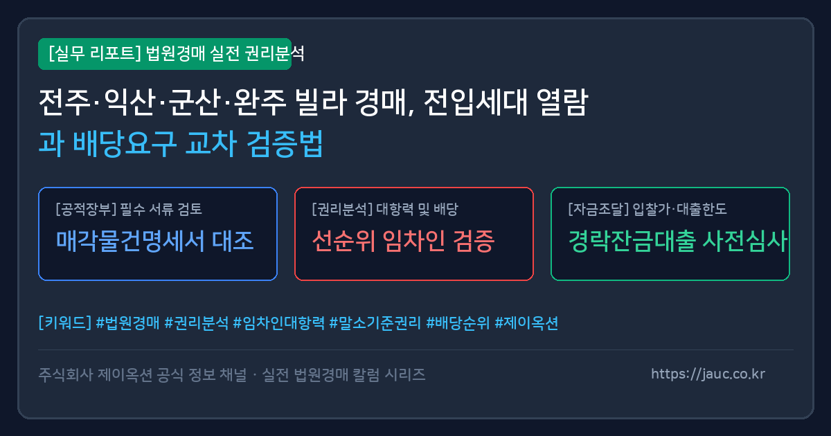 전북 경매 전입세대 열람 및 배당요구 종기일 확인 체크리스트 인포그래픽