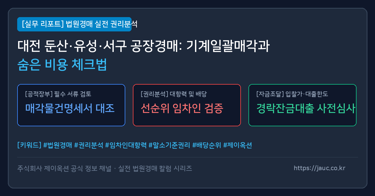 대전 공장 창고 경매 체크리스트 인포그래픽