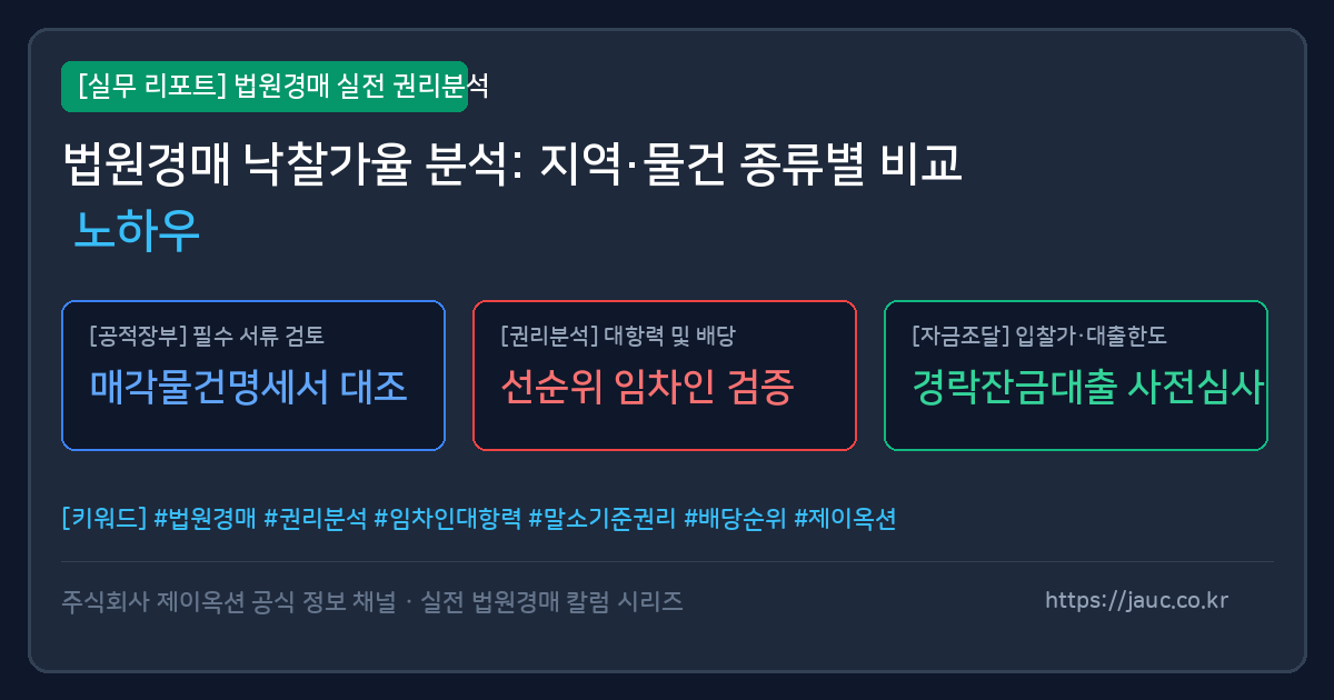 지역 및 물건 종류별 경매 낙찰가율 비교 분석 인포그래픽