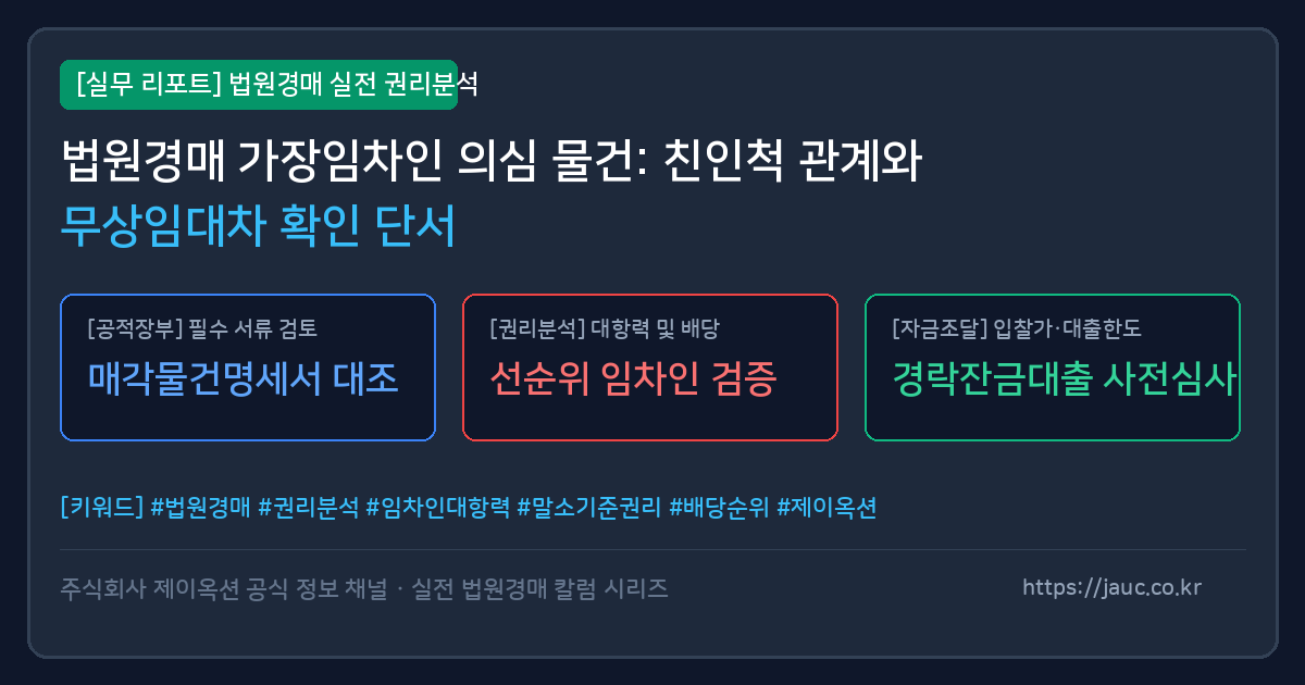 법원경매 가장임차인 및 무상임대차 확인 체크리스트 인포그래픽