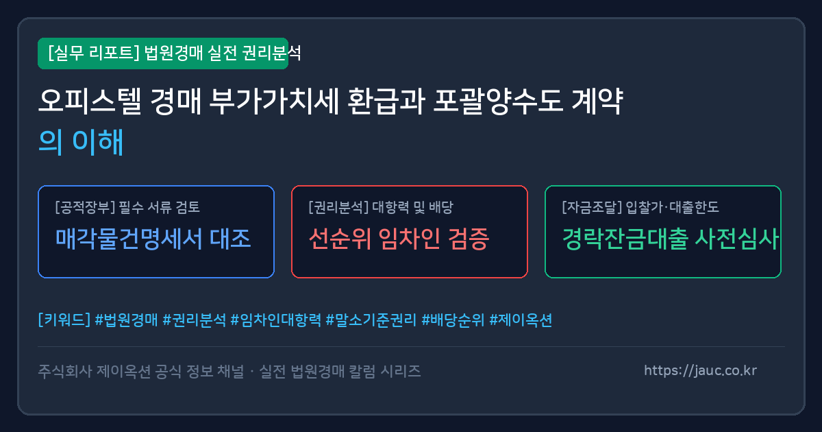 오피스텔 경매 부가가치세 환급 및 포괄양수도 체크리스트 인포그래픽