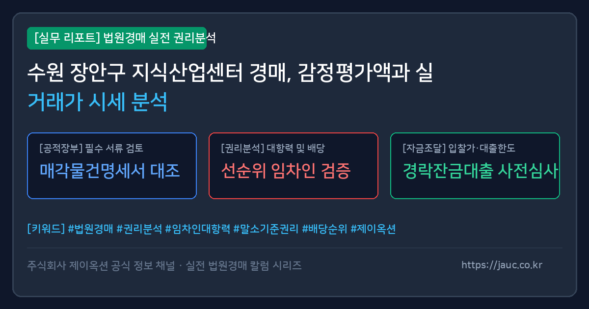 수원 장안구 지식산업센터 경매 시세 분석 체크리스트 인포그래픽