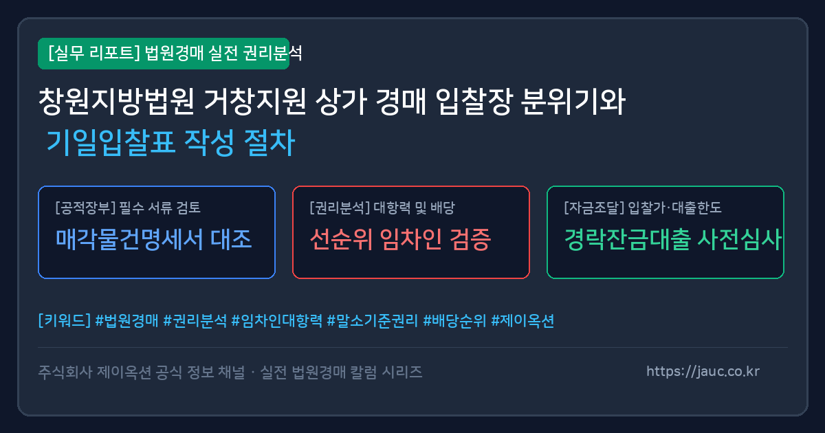 창원지방법원 거창지원 상가 경매 입찰 절차 및 준비물 체크리스트 인포그래픽