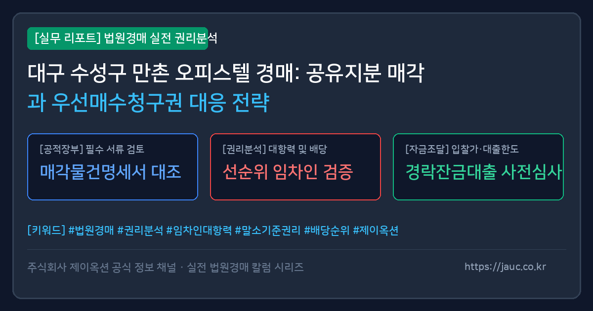 부동산 공유지분 경매 및 우선매수청구권 주요 체크리스트를 정리한 인포그래픽 그래픽