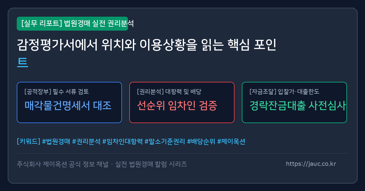 감정평가서 위치와 이용상황 확인 체크리스트 그래픽