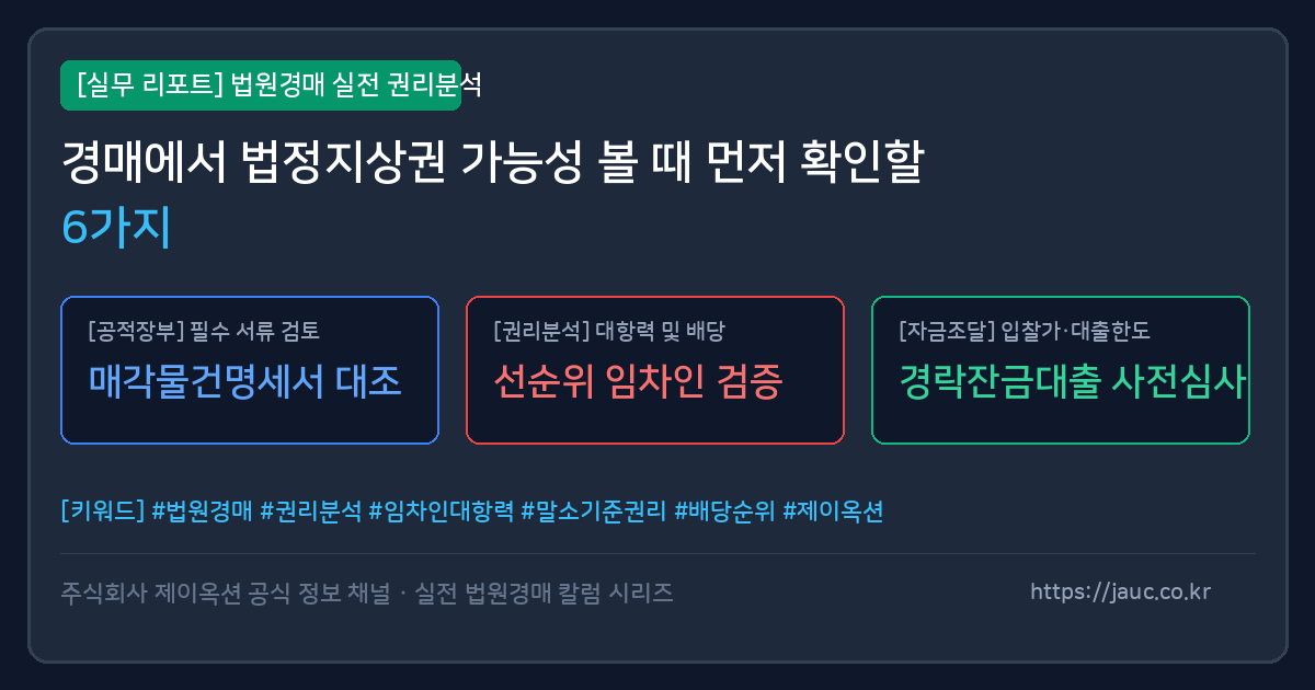 법정지상권 가능성 점검 항목을 정리한 체크리스트형 안내 그래픽