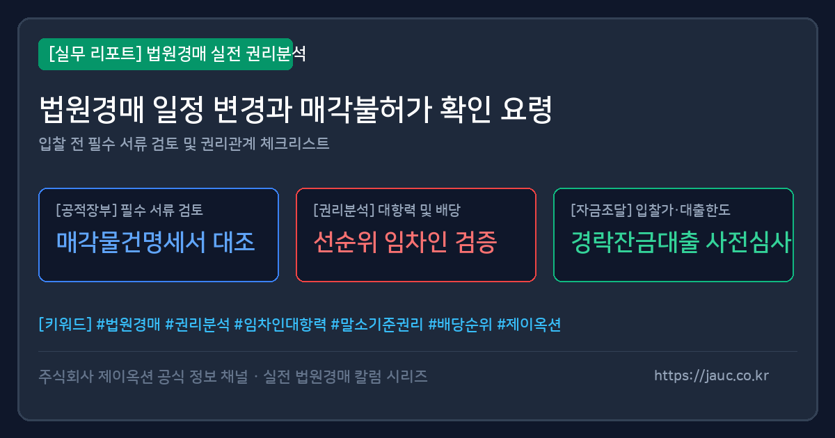 법원경매 일정 변경과 매각불허가 확인 체크리스트 이미지